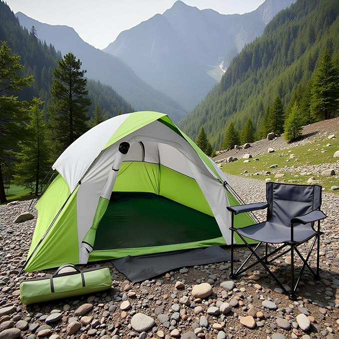 4 Person Dome Camping Tent, Double Layer Waterproof, Removable Rain Fly, for Outdoor Hiking, Fishing