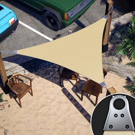 ColourTree Super Ring 20' x 24' x 31.25' Beige Right Triangle Customized Size Sun Shade Sail,Commercial Grade Canopy, Reinforced Corners & Edges, 260 GSM Fabric Heavy Duty -3 Years Warranty