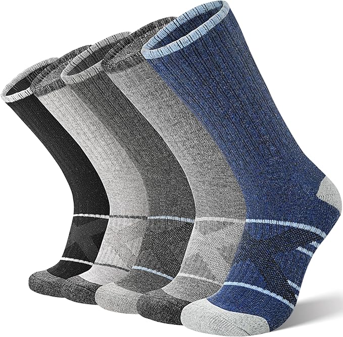 ANTSANG 5 Pairs Merino Wool Hiking Socks for Men & Women Thermal Winter Warm Moisture Wicking Cushion Boot Socks