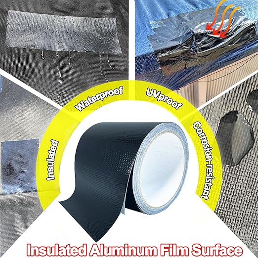 Waterproof Repair Tape for Awning, 4IN x 20FT Outdoor Canvas Tarp Repair Tape, Tent, Boat Covers, Canopy, Sail Tape, Tear Repair Patch Kit, Heavy Duty UVproof, Black