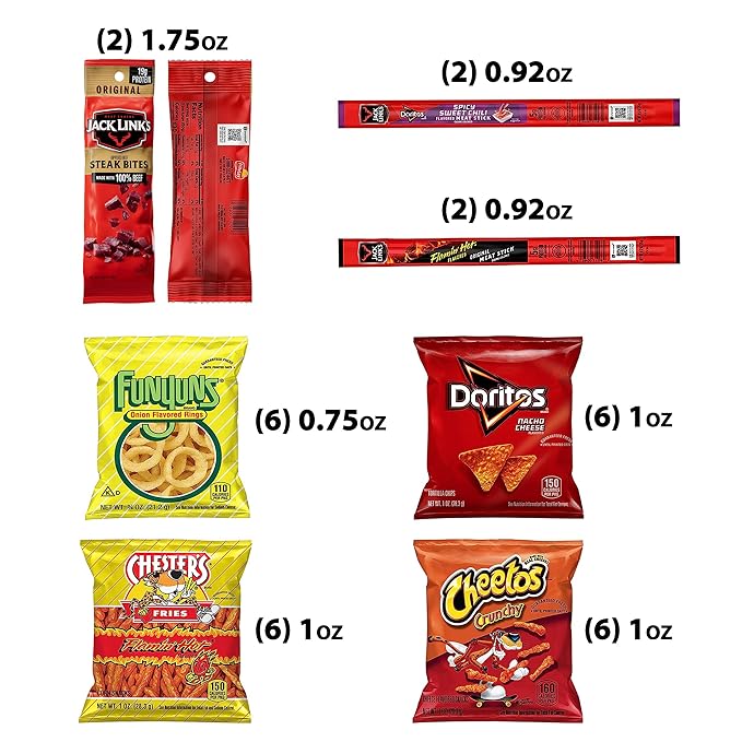 Frito Lay Chips and Jack Link's Meats Snack Mix Variety Pack, (Pack of 30)
