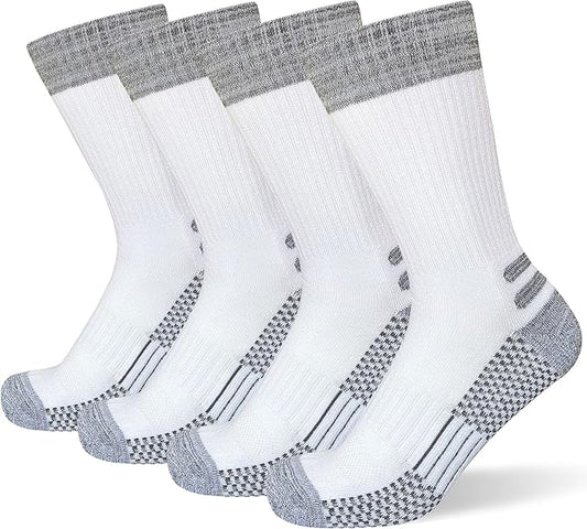 Men's Crew Work Boot Socks Thick Cushioned Moisture Wicking Hiking Sock 4 Pairs
