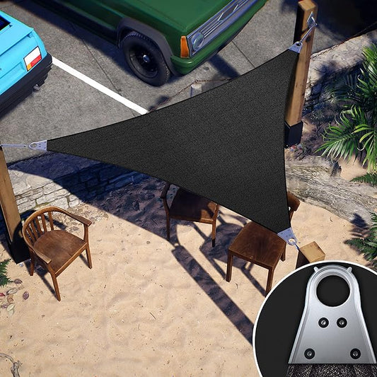ColourTree Super Ring 18' x 27' x 32.45' Black Right Triangle Customized Size Sun Shade Sail,Commercial Grade Canopy, Reinforced Corners & Edges, 260 GSM Fabric Heavy Duty -3 Years Warranty
