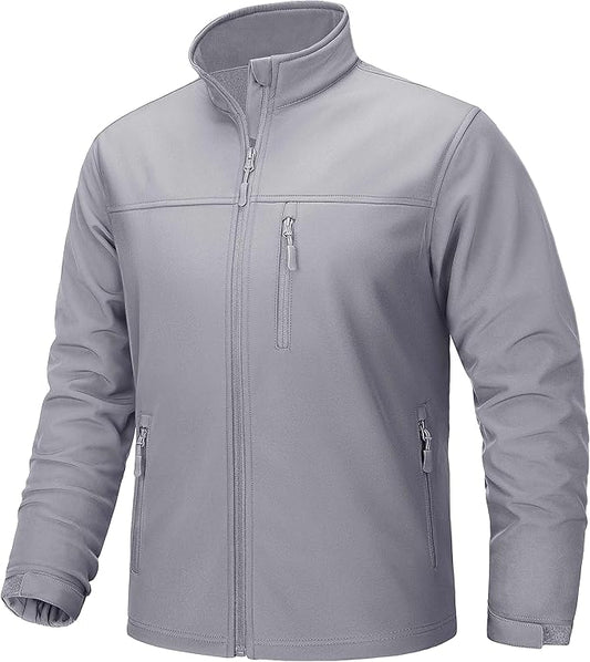 TACVASEN Men's Lightweight Softshell Jacket Fleece Lined Waterproof Tactical Rain Zip Up Winter Coat Windbreaker Casual