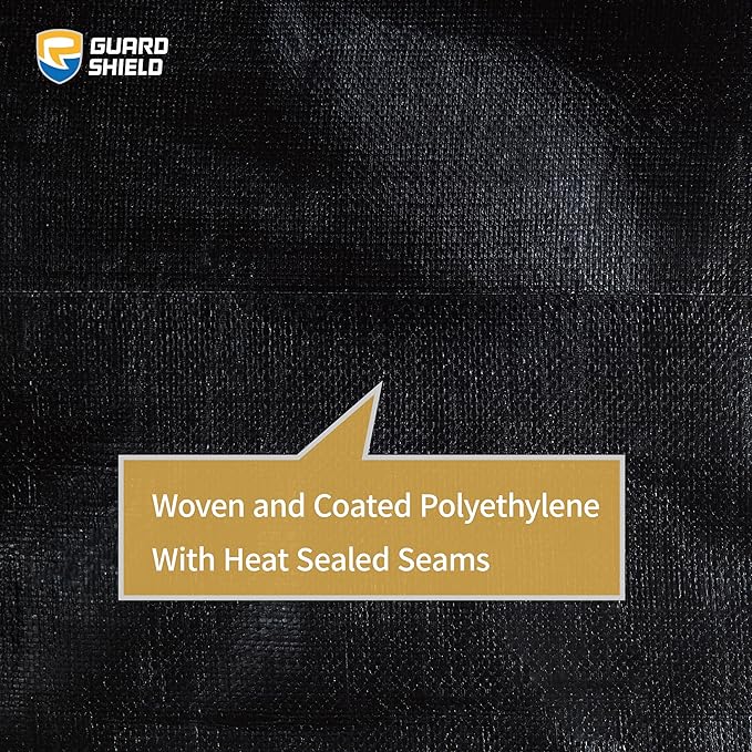 GUARD SHIELD Extreme Heavy Duty Black Poly Tarp 20x20 Feet Cover Waterproof Tarps 20mil Thick UV and Tear Resistant Tarpaulin