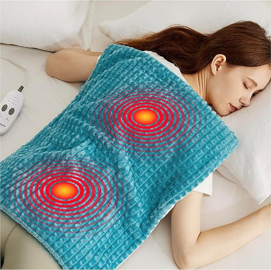 Bedsure Back Heating Pad for Neck and Shoulders, Weighted Heated Pad with Vibration, FSA Eligible Items, Birthday Gifts for Women Men Mom Men, Auto Shut Off, 6.3lbs 20" x 24", Teal