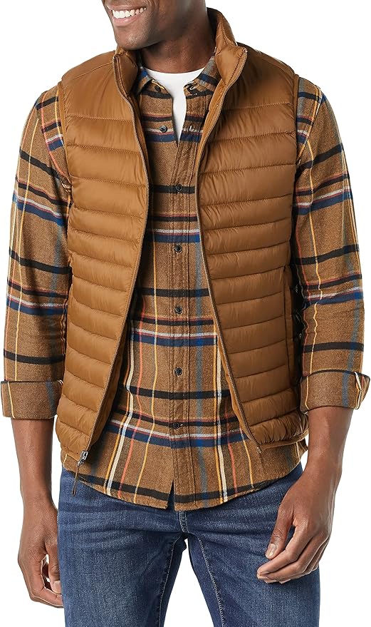 Amazon Essentials Mens Lightweight Water-Resistant Packable Puffer Vest
