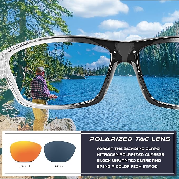 Nitrogen Polarized Wrap Around Sport Sunglasses for Men Women UV400 Driving Fishing Running Sun Glasses
