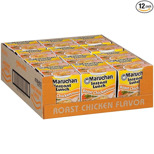 Maruchan Instant Lunch Roast Chicken, Ramen Noodle Soup, Microwaveable Meal, 2.25 Oz, 12 Count