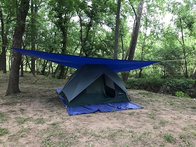 Heavy Duty Tarp Waterproof Outdoor Tarps Multi-Purpose Tear and Rip Proof UV Resistant Blue Tarpaulin with Reinforced Grommets and Edges (5mil, 8' x 10')