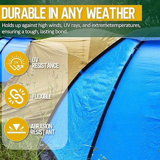 Tent Repair Glue Seam Sealer, Waterproof & Flexible Sealant Adhesive for Tent, Sleeping Pads, Awning & Groundsheet Repair and Outdoor Fabric, Works on Nylon, Canvas and Vinyl - 60ml / 2.12oz