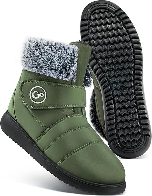 Women Snow Boots Winter Shoes with Fur Lined Warm Slip On Boots for Women Waterproof Booties Comfortable Outdoor Anti Slip Shoes