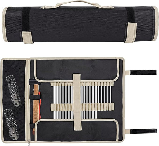 Camping Stake Storage Organizer - Waterproof Oxford Bag for Tent Pegs and Hammer, Camping Accessories, Storage Kit for Hiking, RV Travel (Black)