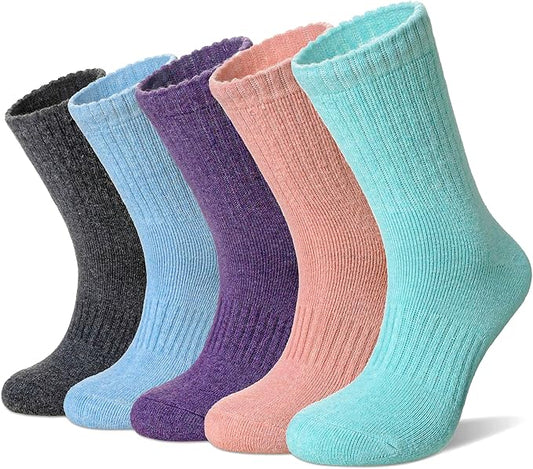 Merino Wool Socks For Women Hiking Winter Boot Thermal Warm Thick Cozy Work Crew Socks 5 Pairs
