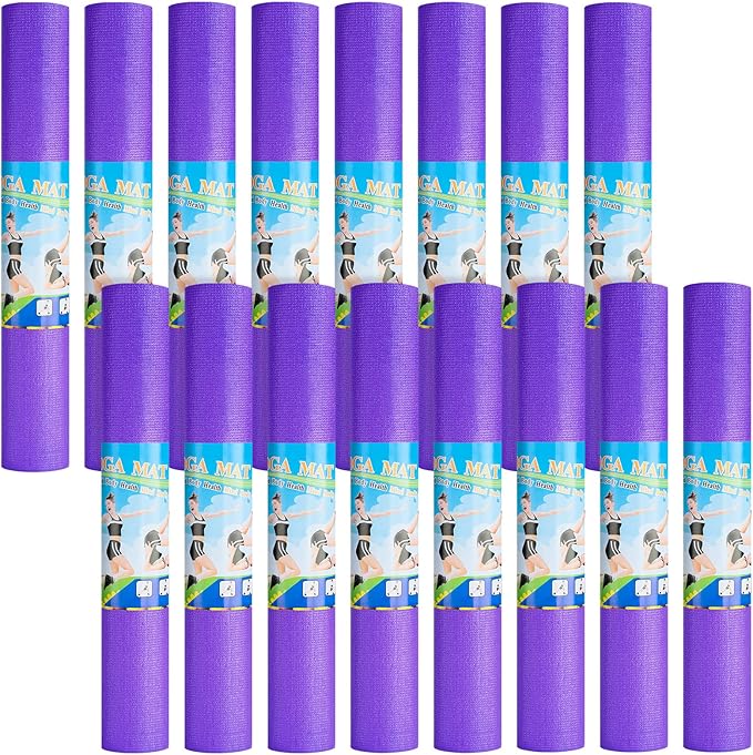 Funtery 16 Pack 3 mm Thick Yoga Mat Exercise Workout Mat Non Slip Fitness Pad for Women Gym Home Yoga Pilates