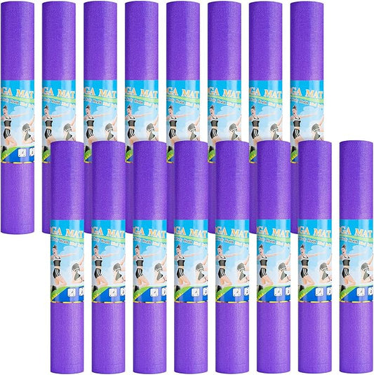 Funtery 16 Pack 3 mm Thick Yoga Mat Exercise Workout Mat Non Slip Fitness Pad for Women Gym Home Yoga Pilates