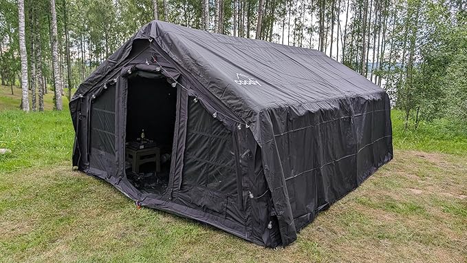 Coody | Rbm Outdoors Koala/Hub/Octopus Inflatable Tents for Camping with Stove Jack, 2/8/10 Person Luxury Canvas Blow Up Tent, 2 Room, Easy Setup Casa de Campaña, Large Inflatable House with Pump