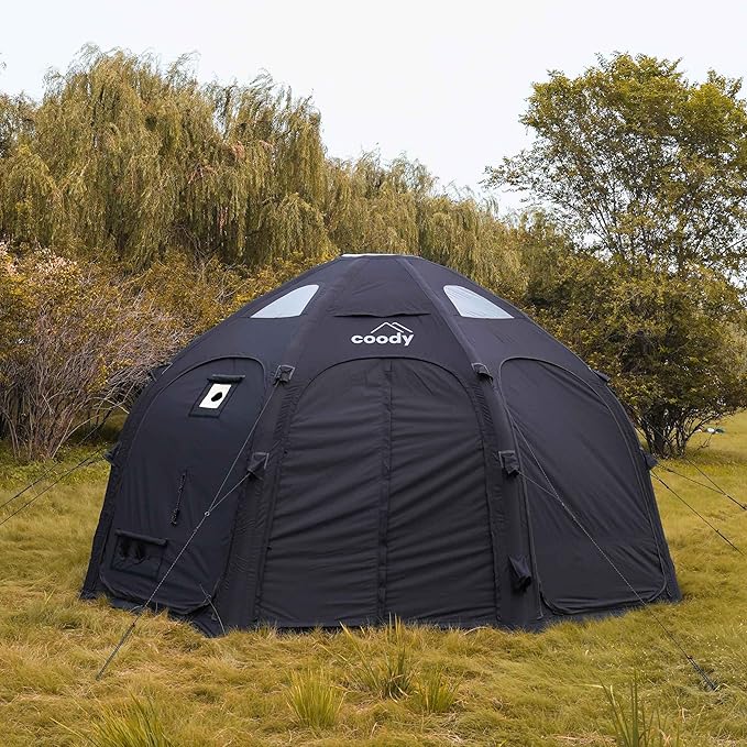 Coody | Rbm Outdoors Koala/Hub/Octopus Inflatable Tents for Camping with Stove Jack, 2/8/10 Person Luxury Canvas Blow Up Tent, 2 Room, Easy Setup Casa de Campaña, Large Inflatable House with Pump