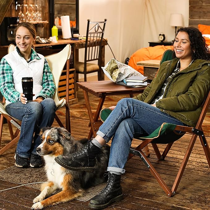 BYER OF MAINE Pangean Butterfly Chair, Easy-Fold Hardwood Sling Chair – Portable Beach, Camping & Patio Seat – 34″H × 23″W × 27″D in Natural