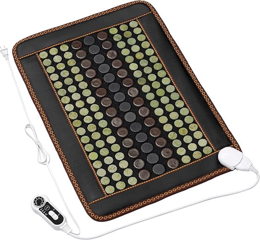 Far Infrared Heating Pad,Natural Jade and 2 Different Tourmaline Heating Pad, Electric Heating Pads for Back Neck Shoulders and Abdomen,Auto Shut Off Function,Father's Day Gifts