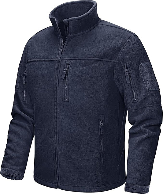 CRYSULLY Men's Fleece Jacket Tactical Full-Zip Winter Coat Jackets Multi Pockets