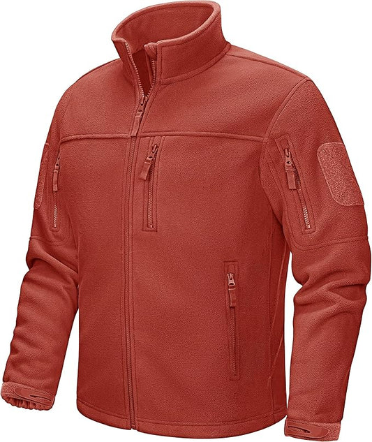 CRYSULLY Men's Fleece Jacket Tactical Full-Zip Winter Coat Jackets Multi Pockets