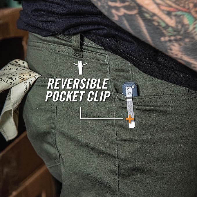 Gerber Gear Pledge Pocket Knife with Pocket Clip - 3.7" Full Panel Plain Edge Blade Folding Knife - EDC Gear and Equipment - Lichen Green