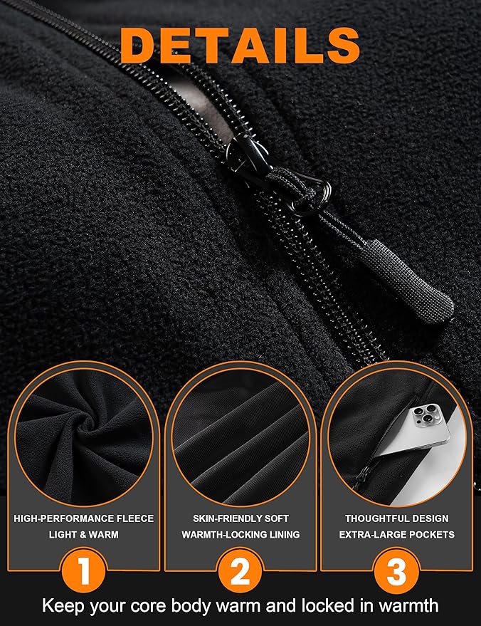 Heated Vest for Men Women, 3 Heating Levels 6 Heating Zones, Heated Jackets for Men Women (Not Included Battery)