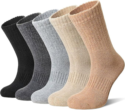 Merino Wool Socks For Women Hiking Winter Boot Thermal Warm Thick Cozy Work Crew Socks 5 Pairs