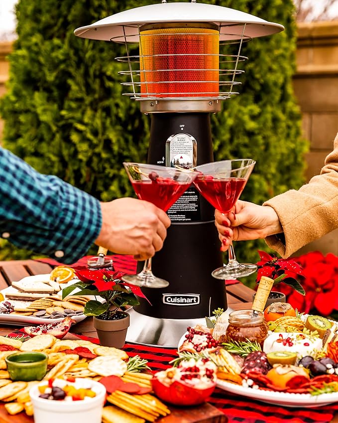 Cuisinart Portable Tabletop Patio Heater, 11,000 BTU Outdoor Propane Heater with Safety Tilt Switch and Adjustable Heat, Burner Screen Guard, 30 sq. Foot Heat Range, Navy