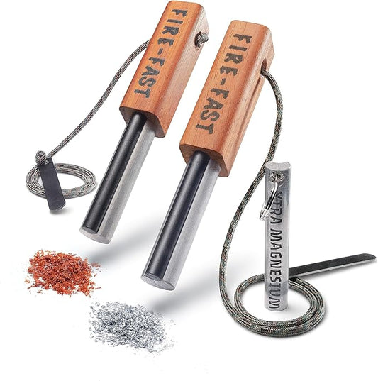 Fire-Fast Trekker. Best Emergency Waterproof Survival Fire Starter. Magnesium and Euro Fire Steel Ferro Rod. Compact Durable Tool for Bushcraft, Camping, Backpacking, Hiking, Hunting, or Bug Out Bag