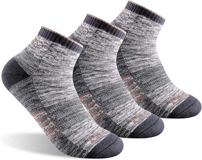FEIDEER Men's Women's Hiking Walking Socks, Unisex Moisture Wicking Cotton Cushion Ankle Quarter Crew Socks with Arch Support