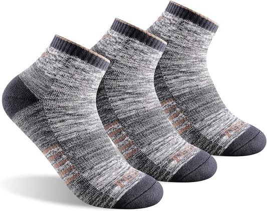 FEIDEER Men's Women's Hiking Walking Socks, Unisex Moisture Wicking Cotton Cushion Ankle Quarter Crew Socks with Arch Support
