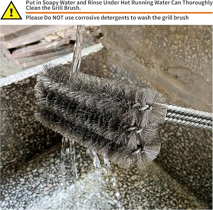 NEXCOVER Grill Brush - 18'' Safe Wire BBQ Brush for Outdoor Grill, 3 in 1 Efficient Stainless Steel Grilling Cleaner, BBQ Accessories for All Grates