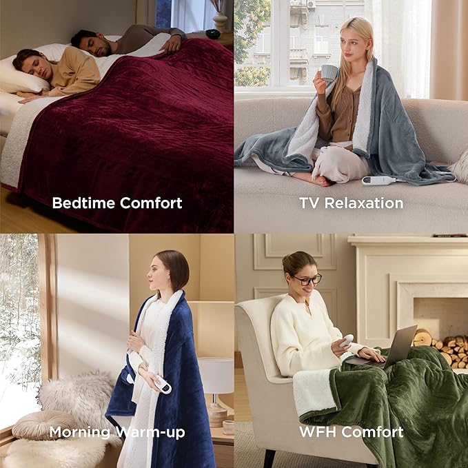 Bedsure Heated Blanket Throw Blanket - Fast Heating Electric Blanket, GentleSoft Flannel Heated Throw with 4 Time Settings, 6 Heating Settings, Warm Gifts for Grandma (50x60 inches, Grey)
