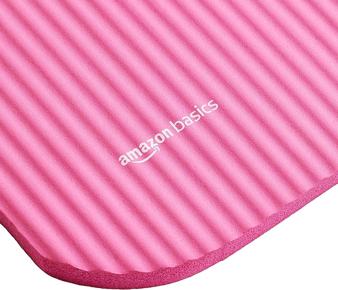 Amazon Basics 1/2 Inch Extra Thick Exercise Yoga Mat with Carrying Strap, Cushioned Support, for Fitness and Gym Workouts