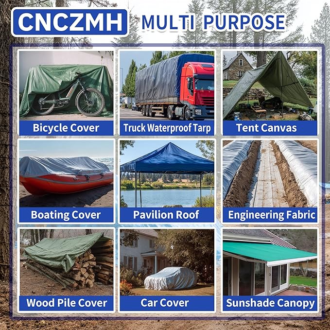 Heavy Duty Tarp Waterproof, 8 Mil Thick Finished Size Tarps Outdoor, Multipurpose Tarpaulin Cover, Large Tarp for Emergency Rain Shelter Camping (Blue, 12x16ft)