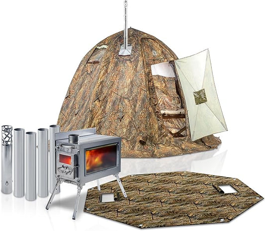 Rbm Outdoors Hot Tent with Stove Jack, Easy Setup 4 Season Winter Tents for Camping, Cold Weather Wall Double Layer Waterproof & Windproof Shelter
