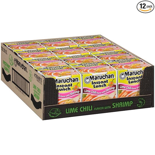 Maruchan Instant Lunch Lime Chili Flavor with Shrimp, 2.25 Oz, Pack of 12