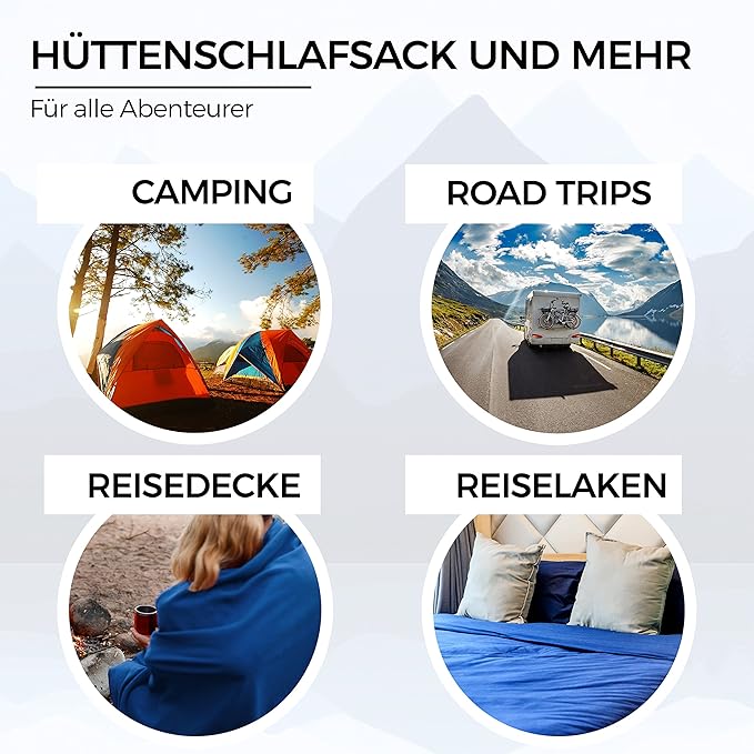 MIQIO Sport 2-in-1 Sleeping Bag Liner and XL Sized Travel Sheet - Ultra Lightweight Sleep Liner Double Travel Bed Sheet - Inlett Inlay