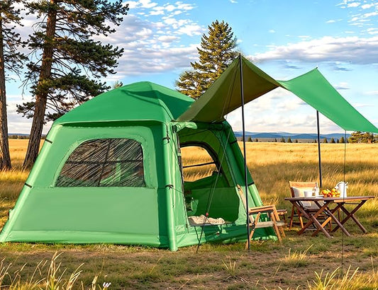 YOLENY Inflatable Camping Tent for 4-6 Person, Easy Setup Portable Water-Resistant Cabin Tent with Mesh Windows & Pumps