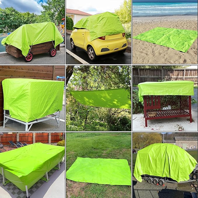 7 Mil Lime Green 8x10 Feet Tarp -Multifuctional Poly Tarp - Cover,Waterproof, UV Resistant, Weather Resistant