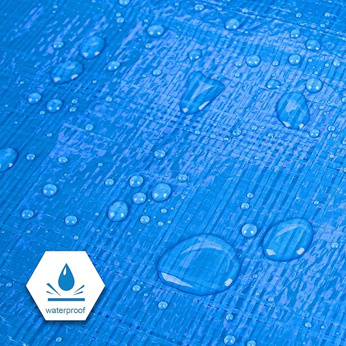 CARTMAN Finished Size 20x40 Feet Blue Poly Tarp 5 Mil Thick, Multipurpose Protective Cover for Camping, Tent, Boat, RV, Car