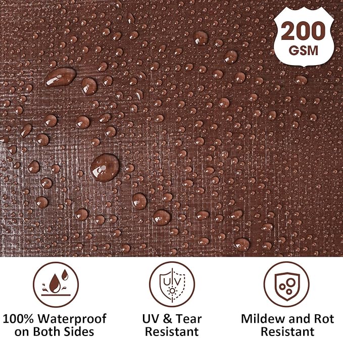 Heavy Duty Double-Sided Waterproof Poly Tarp 10x12 Feet 12mil Thick Polyethylene Tarps, Perfect for Outdoor Use, Plastic Cover & Mat for Tent Camping Storage Boat Bikes Vehicles