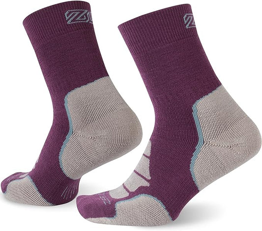ZEAL WOOD Merino Wool Crew Hiking Socks for Women And Men with Full Cushion Moisture Wicking Walking Work Boot Socks