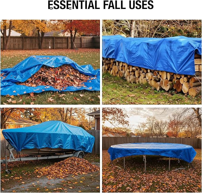 Waterproof Tarps 9x12 - Multi Purpose 5 MIL Tarp - High Durability 9x12 Tarp - Construction, Rain Shelter, Outdoor Cover and Camping Use