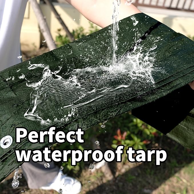 TARPAL 12x20 Feet Green Tarp Waterproof Multipurpose Protective Cover All Purpose Outdoor Poly Tarps Cover for Shed, Camping, Farm,Firewood, Boat,Outdoor Furniture, Roof Waterproofing
