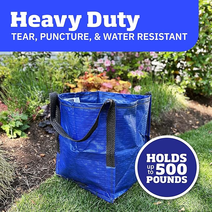 DURASACK Heavy Duty Storage Tote Bag 22-Gallon Rugged Woven Polypropylene Moving Bag, Reusable Self-Standing Design, Holds up to 500 Pounds, Single, Blue, 16 x 16 x 19 inches