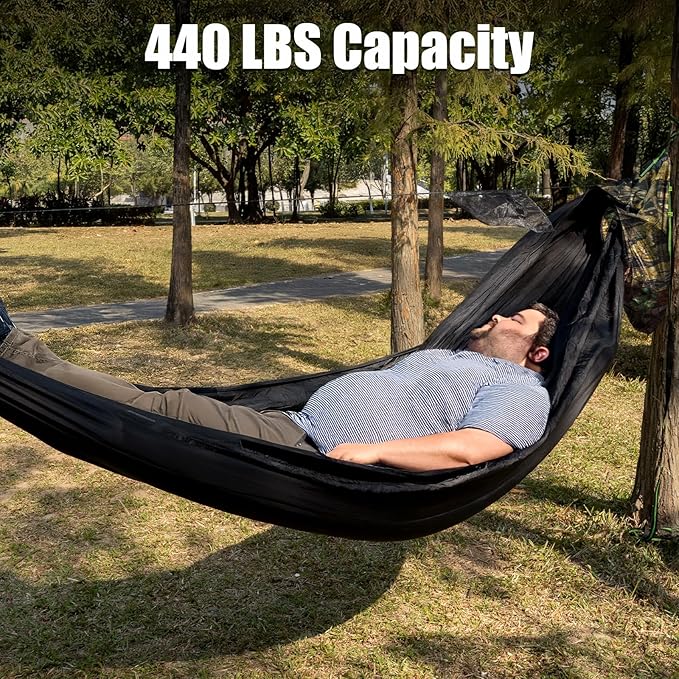 Night Cat Camping Hammock Tent: Lightweight Portable 4 in 1 Hammock with Rain Tarp and Mosquito Net for Hiking Jungle Outdoor