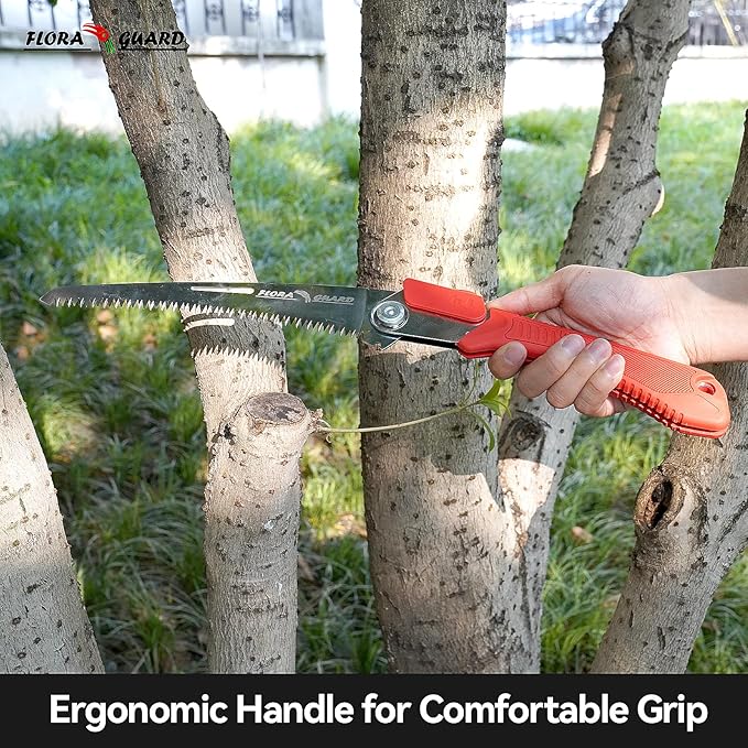 FLORA GUARD 8-Inch Folding Saw, Hand Saw for Tree Trimming, with Triple-Cut Razor Teeth for Wood Cutting, Tree Trimming, Gardening, Professional Camping Survival Tools